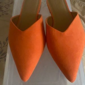 Brand New Orange Mules slip on Sz. 9